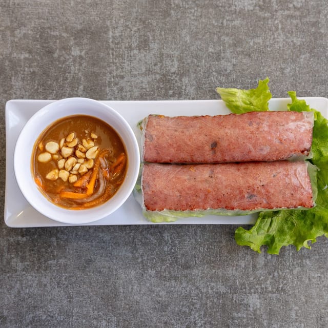 Grilled Pork Sausage Spring Rolls.