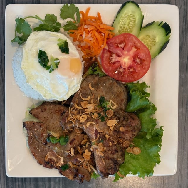 Pork Chop Plate with Egg.